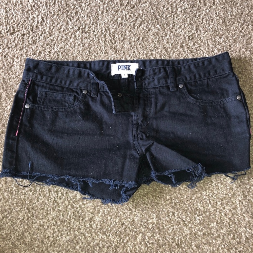 PINK  black jean shorts